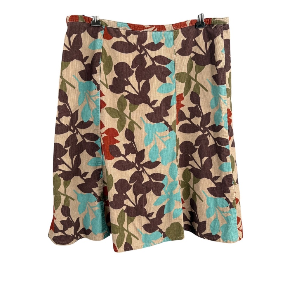 Boden Floral A-Line Skirt in Beige, Brown, Teal & Olive